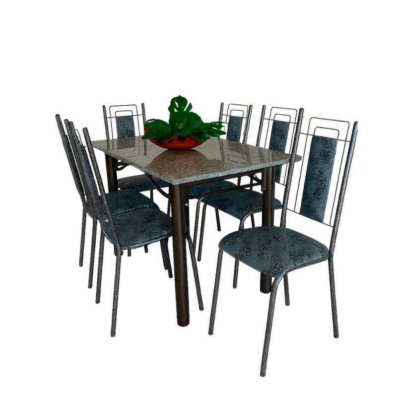 CJ MESA 6C SERRA TUBOS BELGICA NEW GRANITO 140X75 INHAMBU PRETO/BRANCO PRETO MARTELADO